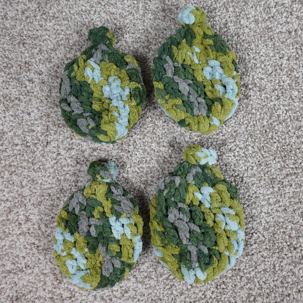Set of 4 Reusable Crochet Water Balloons Camo Green Eco Friendly Summer Toys